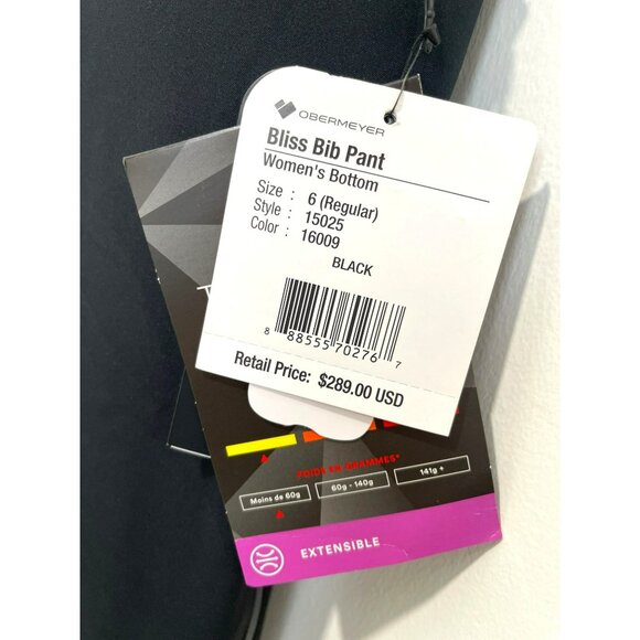 Obermeyer Bliss Bib Ski Pants Black Snow Overalls Sz 6 NWT - Picture 7 of 9